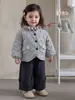 Ropa de invierno para niños, conjunto de tres piezas de algodón para niñas, pantalones largos casuales para bebé con volantes, atuendo de invierno dulce y elegante para niñas