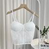 Design ao Vivo Sensual Renda Vazada Slim Sexy Alça de Costas Bojo Fixo Almofada no Peito Atrás Franzido Estilo Spice Girl Lingerie