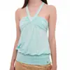 Camisola de mujer estilo coreano Y2k, cuello halter en V de deseo puro, con pliegues fruncidos y corte holgado para disimular las curvas del cuerpo, top sin mangas para mujer
