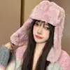 Chapéu Lei Feng Quente de Inverno para Homens e Mulheres Proteção contra Frio ao Ar Livre Pelo de Coelho Moda Casual Ciclismo Chapéu com Proteção para Orelhas Chapéu de Algodão