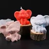 Molde para vela nuevo tres dimensiones pequeño adorable elefante corbata de moño pequeño elefante moño pequeño elefante vela elefante yeso molde de silicona