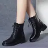 Botas Martin de Felpa Cálidas de Suela Gruesa para Mujer Estilo Coreano Modernas con Cordones Tobilleras Cortas de Cuero Suela Suave Botas de Cuero You