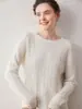 Nueva colección de otoño e invierno: suéter de punto abierto, holgado, 100% cachemira pura para mujer con cuello redondo, una capa base de punto 100% cachemira pura