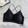 Sujetador camisola cruzado ondulado sin aro con posavasos fijo para estudiantes y niñas, ropa interior cómoda