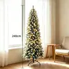Árbol de Navidad artificial verde de PVC con luces, estilo delgado tipo pluma, decoración navideña al por mayor