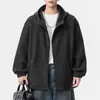 Cárdigan retro estilo americano con forro de polar, nueva colección de invierno, de peso pesado, color liso, grueso, sudadera con capucha versátil para hombre, moderna