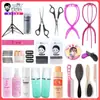 Ferramenta de corte de peruca, traje cos, touca de cabelo, tesoura de dente, tesoura reta, cera de cabelo, pente de aço