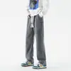 Calças Jeans Longas Masculinas Estilo Americano Hong Kong Primavera e Outono Novas Casuais Estilo Hong Kong Largas Moda Versátil Calças de Boca Larga Homens