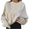 Roupas Femininas de Exportação Europeia e Americana Transfronteiriça 2025 Estação Independente da Amazon Blusa de Moletom Casual Solta com Mangas Longas e Textura Off-Shoulder