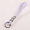Llavero con correa tejida de colores para teléfono, accesorio decorativo para botellas de agua y bolsos, correa de muñeca corta DIY anti-pérdida