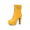 Botines Plataforma de Agua Botas de Tacón Alto Cremallera Frontal Hebilla de Cinturón Botas Romanas Gruesas Comercio Exterior talla grande Nuevas 4 Botas Retro Blancas Mujer