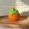 Chaveiro de bolsa de caqui feito à mão, amendoim, laranja, morango, pingente de fruta de crochê tricotado DIY
