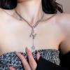 Collar con borlas de diamantes de moda coreana, cadena de clavícula distintiva que combina con todo, collar de cadena de lana ligero y de lujo de alta gama para mujer.