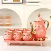 Juego de Tetera y Tazas de Cerámica de Alto Valor de Color Frío para Sala de Estar del Hogar, Simple, Creativo, Juego de Té