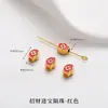 Tendência Nacional Método Antigo Pingente de Ouro de Areia Fogo Azul Gotejamento de Óleo Sorte Oco Esculpido Pérolas Incrustadas Acessórios para Pulseira Colar DIY Feito à Mão