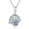 Collar Minimalista de Lujo Ligero Redondo con Colgante de Hoja de Amazonia Incrustado con Diamantes de Plata de Ley S925 Transfronterizo Europeo y Americano Doce Piedras de Nacimiento