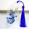 Marcador de vena de hoja, pintura tradicional china, porcelana azul y blanca, marcador creativo de vena de hoja real, estilo chino, porcelana azul y blanca, artesanía