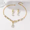 Set de Collar y Aretes Nupciales de Venta Caliente Transfronterizo 2025 con Pedrería para Accesorios de Vestido de Boda, Banquete y Fiesta