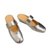 2026 Nuevo Estilo Mocasines de Verano para Mujer, Tacón de Cuña Redondo, Mules Plateados Versátiles, Sandalias de Punta Cerrada, Pantuflas para Mujer