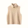 Suéter colete de tricô torcido com gola alta para mulheres, novo top base de cashmere para camadas de outono e inverno