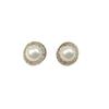 Brincos de círculo de pérolas incrustadas de diamantes da moda galvanizados a ouro real, brincos elegantes franceses, brincos simples e modernos de nicho