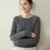 Baicai Rong Estilo Nuevo Otoño/Invierno Tejido de Canalé Cuello Redondo Cachemira para Mujer Suéter Simple Moderno de Moda Manga Larga Tejido Capa Base
