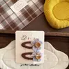 Otoño e Invierno Flor de Lana de Perla Coreana Dulce Botón de Flock Clip para el Cabello Cuerda para Cola de Caballo sin Pelo para Niños Banda de Goma