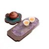 Bandeja de Té Color Nogal Chino Bandeja Retro para el Hogar Soporte para Tetera Estilo Zen Bandeja para Burbujas Secas Tapete de Té Impermeable Almohadilla Aislante de Calor