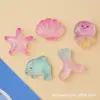 Cor degradê, glitter fino, enfeites de resina em formato de concha, presilhas de cabelo de estrela do mar com tema oceânico, acessórios para joias DIY, grampos de cabelo, cauda de peixe