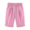 Pantalones Casuales de Verano Estilo Europeo y Americano para Mujer, Pantalones Finos de Cinco Puntos para Uso al Aire Libre, Ropa para Tallas Grandes de Mujer, Pantalones Holgados de 100 kg para Mujeres de Tallas Grandes