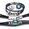 Venta Caliente Transfronteriza 12 Signos del Zodíaco Piedra de Tiempo Pulsera de Cuero Vintage Tejida a Mano con Cuentas Pulsera de Cuero Genuino Venta al por Mayor