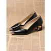 2026 Verano Nuevo Estilo Slip-On Tacón Medio Cómodo Versátil Zapatos de Mujer Punta Fina Boca Baja Zapatos de Una Sola Pieza Tacón Grueso Zapatos de Goma de Una Sola Pieza