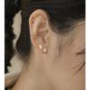 Pendientes sencillos de plata S925 con forma de trébol de cuatro hojas y perla, con diseño de hueso de oreja, para mujer
