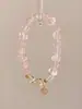 Mel Claro Coração Partido Original Cristal Rosa Natural Cubo Cristal Irregular Pulseira de Cristal em Formato de Coração, Rosa e Delicada, Fashion