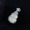 Calcedônia Cabacinha Atacado Flutuante Alta Gelo Verde Calcedônia Cabacinha Pingente Totalmente Diamantado Incrustado Branco Calcedônia Jade Pingente de Colar