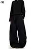 Pantalones Casuales Anchos Estilo Americano 11Kn para Hombres y Mujeres, Diseño Desestructurado, Cordón Suelto, Caída Suelta, Simples de Moda, Pantalones de Chándal para Bailar