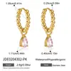 Pendientes Estilo Europeo y Americano Wanxing Oro de 18K Zircón No Modificado Forma de Lágrima Pinzas para Oreja Transfronterizo Estilo Dulce Lujo Ligero Versátiles