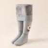 2023 Inverno Novas meninas largas listras composto lã forrado espessado meia-calça bebê flor menina leggings