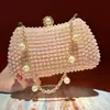 Bolso de mano con cadena moderno y elegante, nuevo bolso de mano tipo clutch con cuentas, exquisito bolso cruzado para banquetes nocturnos de dama