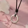 S999 Plata de Pie Anillo Nuevo Collar de Cuerda Negra para Mujer Nuevo Chino de Nicho Literario Estilo Nacional Collar de Alta Calidad Versátil para el Cabello
