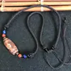 Pingente Genuíno de Contas Três Olhos Estilo Étnico Corrente de Clavícula de Pedra Ágata Cinto de Pescoço Feminino Moda Versátil Pessoas da Moda