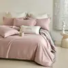 Conjunto de quatro peças simples bordado bicolor de cor sólida, 60s, algodão puro escovado, capa de edredom de algodão puro de alta qualidade, colcha, conjunto de cama