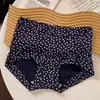 [Cor Macaron Vibrante] Cueca Casual de Algodão Puro com Gancho Estendido e Forro Antibacteriano, Cintura Média, Sem Costura para Mulheres