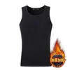 Camiseta interior sin mangas deportiva para hombre, térmica, forrada de polar, engrosada, color liso, para otoño e invierno, transfronteriza