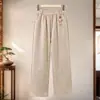 Pantalones de Mamá Elegantes Estilo Primavera/Otoño Pantalones para Mujeres de Mediana Edad y Mayores Pantalones Rectos de Cintura Alta Pantalones Largos Cálidos de Terciopelo Plus Estilo Otoño/Invierno de Abuela