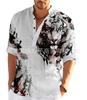 2024 AliExpress Transfronteiriço Europa e América Quente Botão 3D Camisa Gola Graffiti Nova Casual Manga Longa Camisa