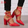 Juti nuevo europeo y americano en stock puntiagudo moda comercio exterior talla grande tacón alto zapatos de mujer hebilla correa de tobillo sandalias de mujer