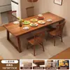 Mesa de Jantar Cor Nogueira para Casa Apartamento Pequeno Mesa de Jantar Retangular Simples Mesa de Restaurante Combinação de Mesa e Cadeiras para Restaurante
