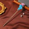 Horquilla de imitación de flor azul quemada de estilo nacional vintage, broche de pelo con borlas antiguas de hada, exquisito accesorio para cheongsam que combina con todo.