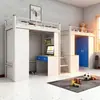 Cama de Hierro Forjado, Escritorio y Armario Combinados Yifanmei para Residencias Universitarias, Dormitorios de Estudiantes y Personal, con Escaleras Seguras para Entrar y Salir